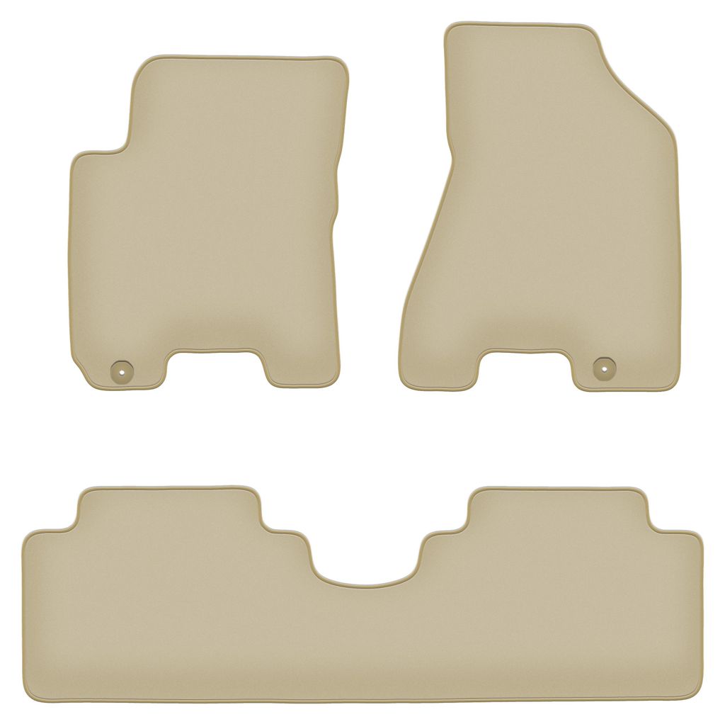 Velours-Fußmatten PREMIUM beige passend für Hyundai Tucson I (2004-2010, SUV) – mit Befestigungen – passgenau