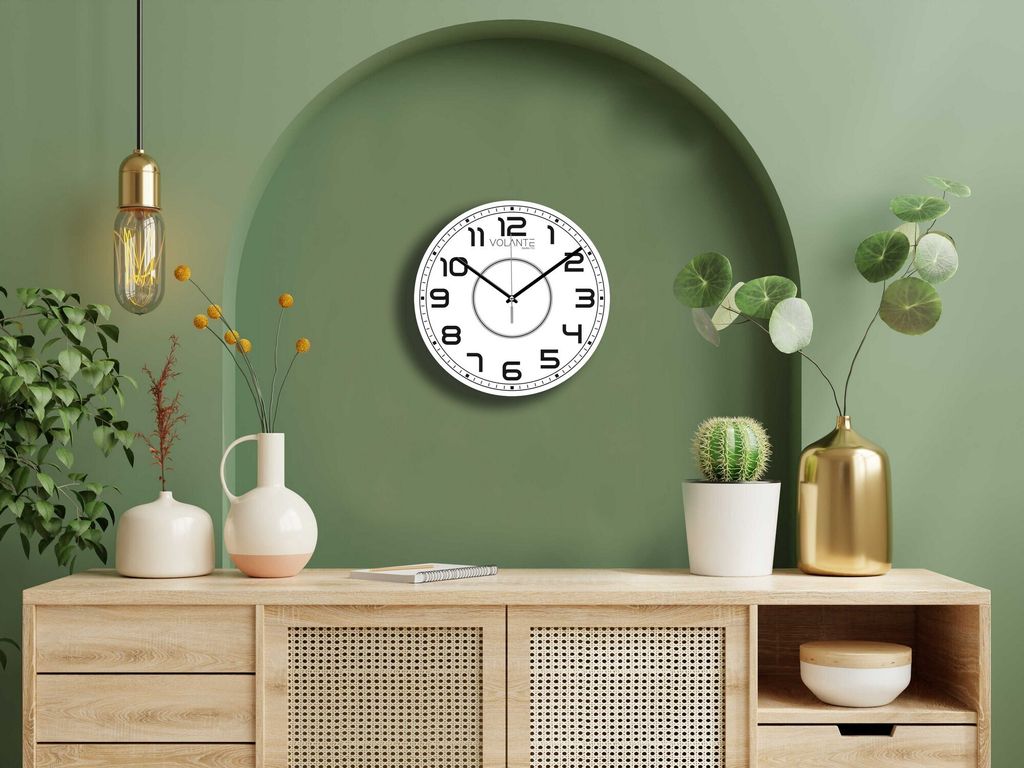 Opviq, 261212 - Byz20Syh, Dekorative Wanduhr, Weiß, 100 % KUNSTSTOFF, 30 x 30 cm