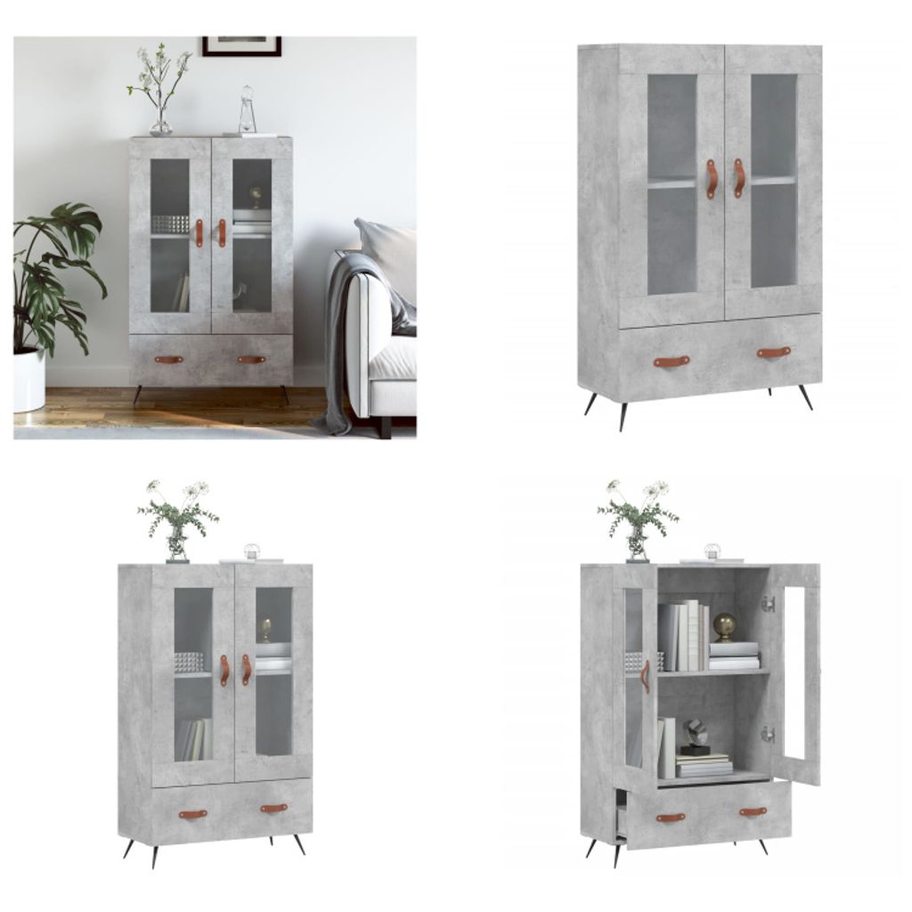 vidaXL Highboard Betongrau 69,5x31x115 cm Holzwerkstoff - Highboard - Highboards - Sideboard - Schrank