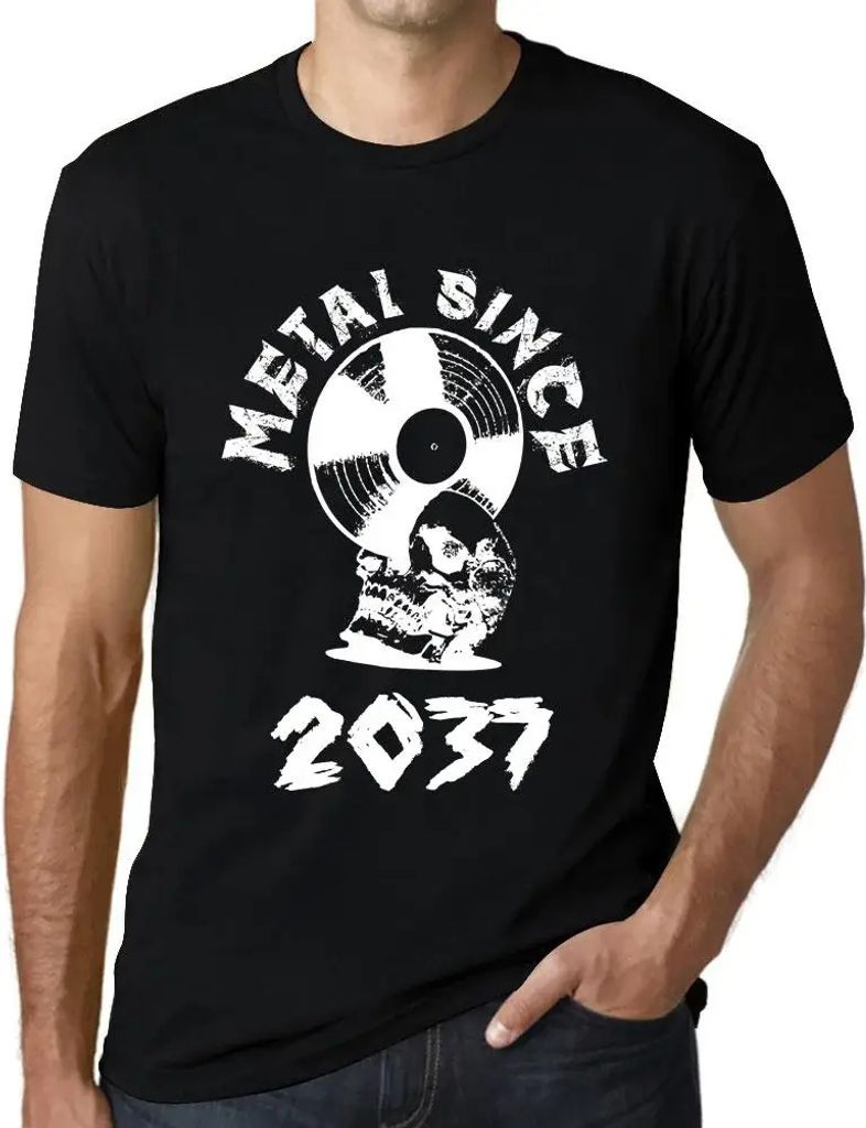 Herren Grafik T-Shirt Metall seit 2037 – Metal Since 2037 – Öko-Verantwortlich Vintage Jahrgang Kurzarm Lustige Druck Geburtstag Geschenk Mann