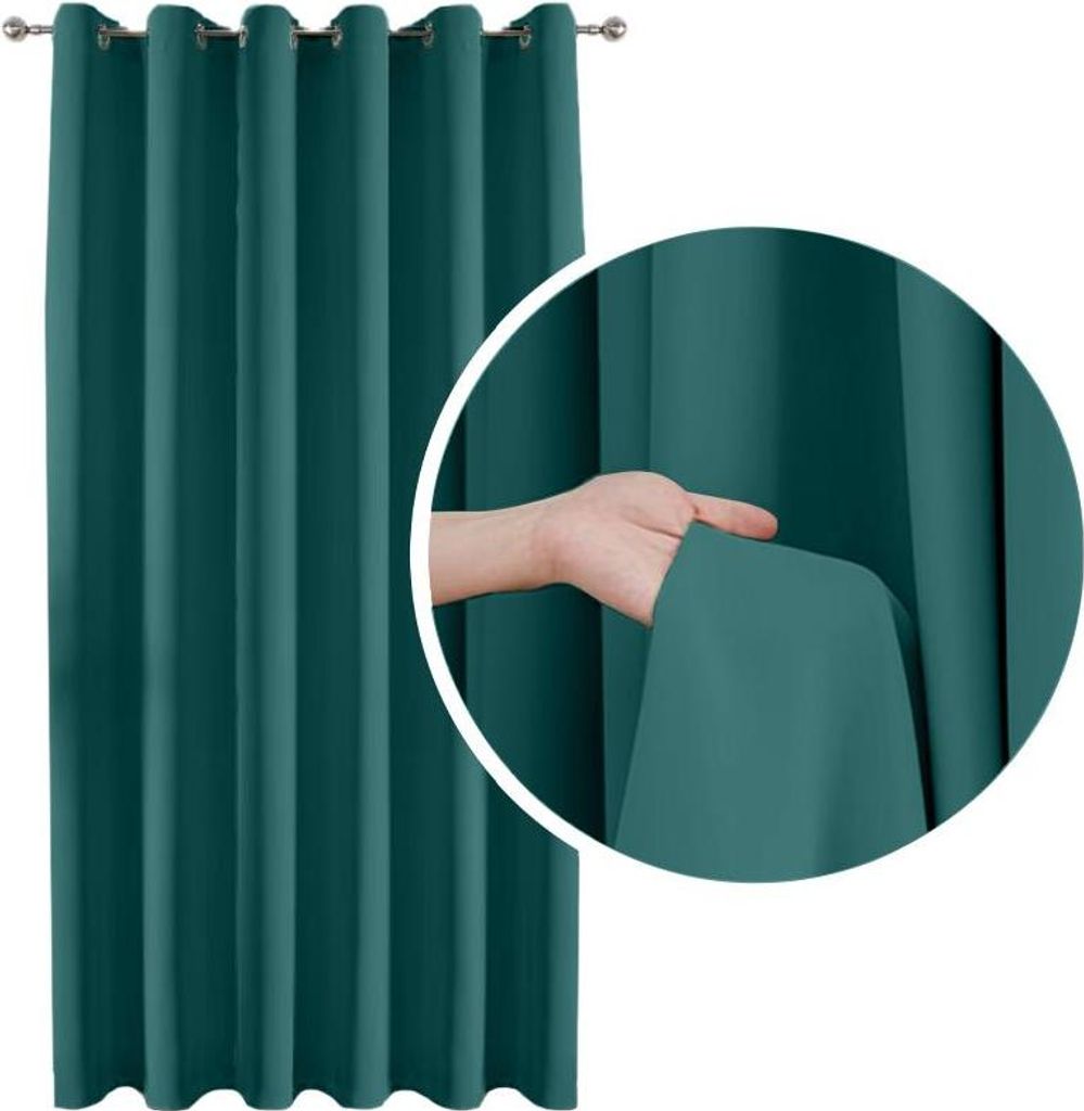 Verdunkelungsvorhang 90 % lichtundurchlässig – Türkis, extra schwerer Stoff, mit Ösen (Ringen), 140 × 250 cm