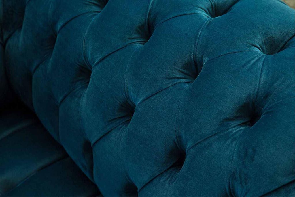 Chesterfield Sessel Design Polster Sofa Couch Blau Textil Möbel Neu