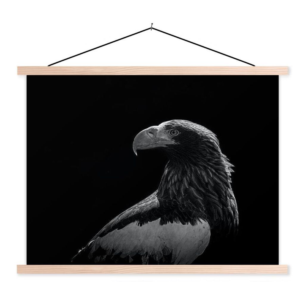 MuchoWow Textilposter Adler - Nahaufnahme - Schnabel 40x30 cm mit holzfarbenen Rahmen - Bilder