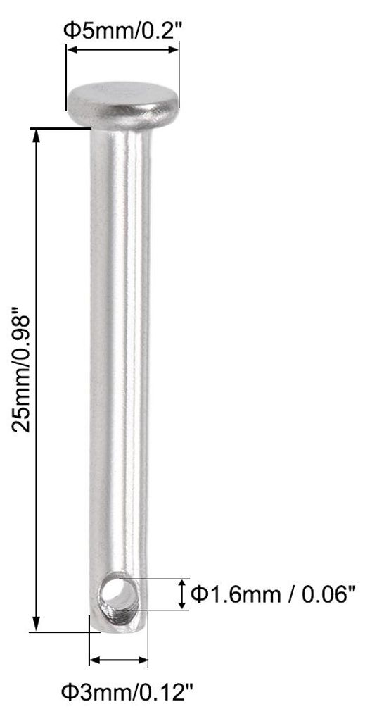 4 Stš¹ck Steckbolzen Gabelbolzen Einloch 3mm X 25mm Splintstift Flachkopf 304 Edelstahl Scharnierstift