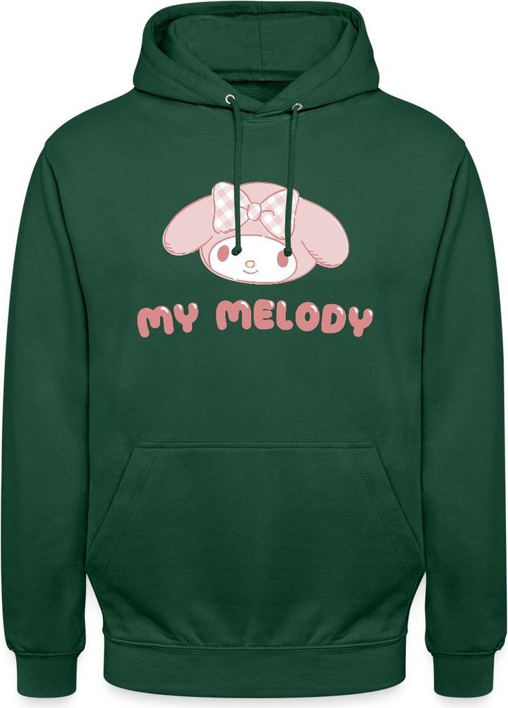 Spreadshirt My Melody Portrait Uni Hoodie, 4XL, Flaschengrün