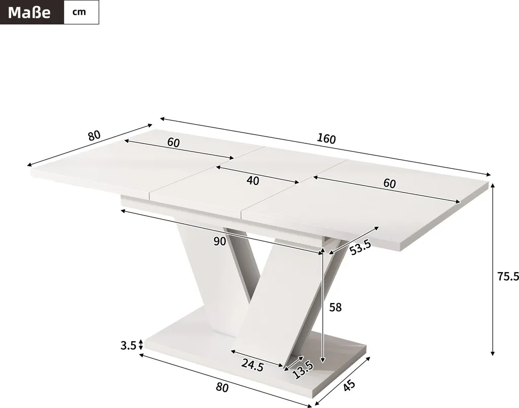 Table extensible design blanc 160cm avec coins arrondis sécurisants - 7