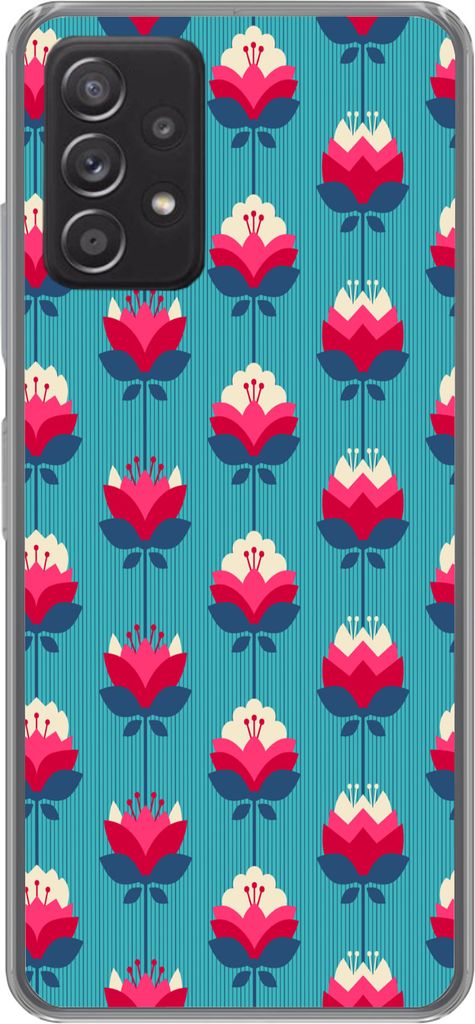 MuchoWow Handyhülle Schutzhülle Hülle für Telefoonhoesje Samsung Galaxy A33 5G Muster - Retro - Lilie Silikon Softcase Handy Hülle - Kartenh...