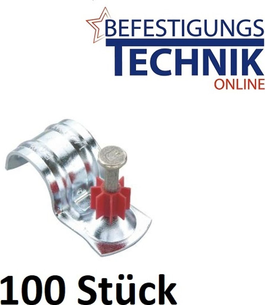 Rohrschelle Ø 32 mm mit Betonnägel Ø 3,7x25mm Fixbride für Bolzensetzer Würth Hilti Spit Berner P
