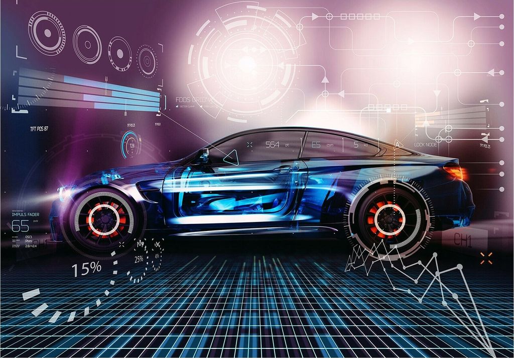 Vlies Fototapete Kinderzimmer Auto (254x184cm - 2 Bahnen) Sportwagen Junge Sport Wandtapete Tapete Latexdruck UV-Beständig Geruchsfrei Hohe Auflö...