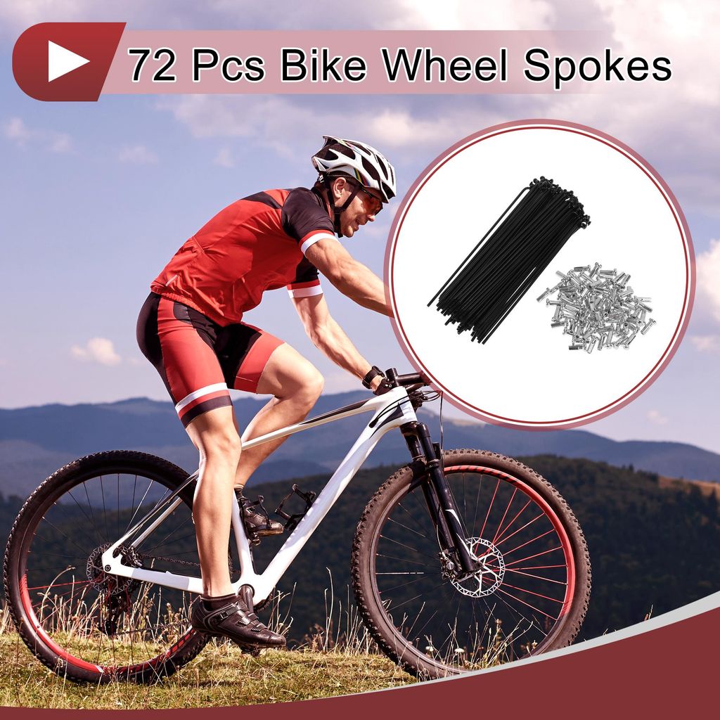 72 Set 14G Fahrradspeichen 119mm Fahrradradspeichen Kohlenstoffstahl Schwarz