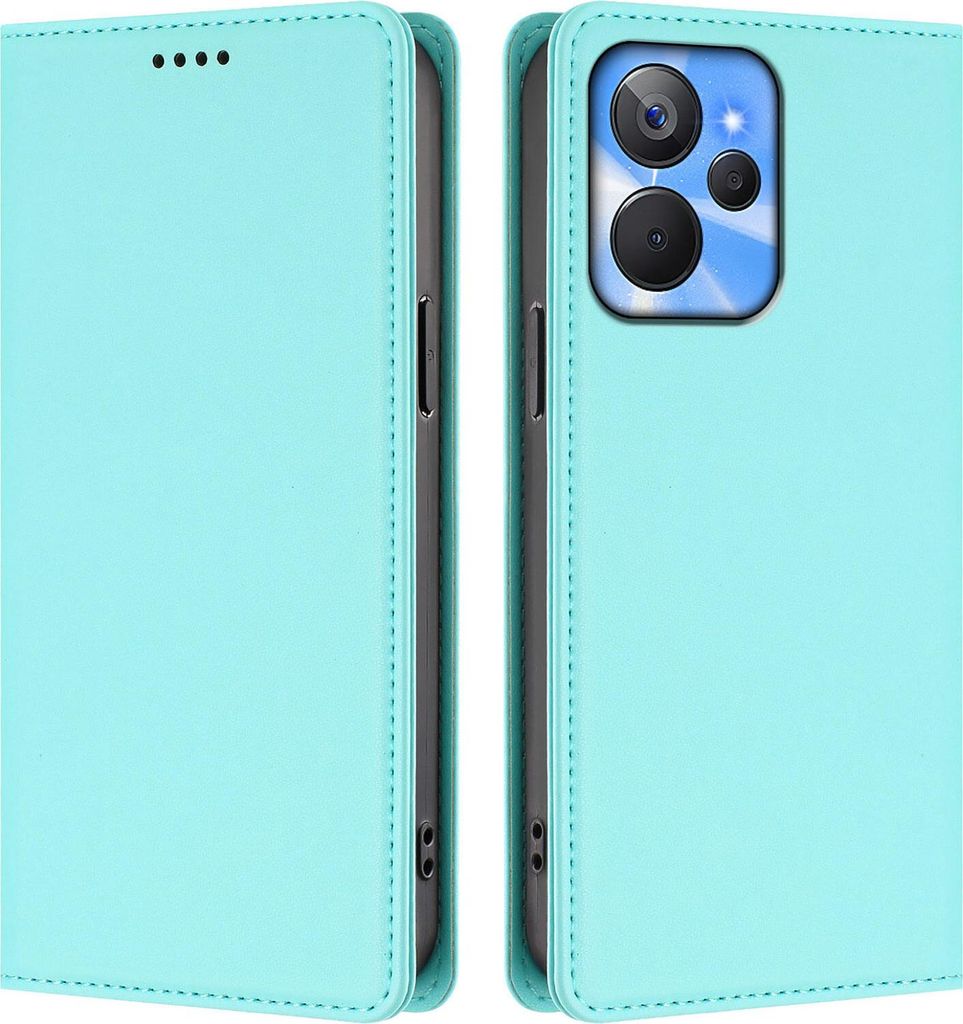 Handyhülle für Realme 10T 5G, Kunstleder Klapphülle Stoßfeste Magnetische Hülle mit Ständer Türkis
