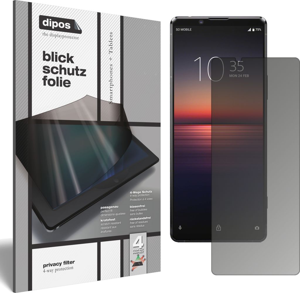 Schutzfolie für Sony Xperia 1 II mit Sichtschutz Blickschutz Folie