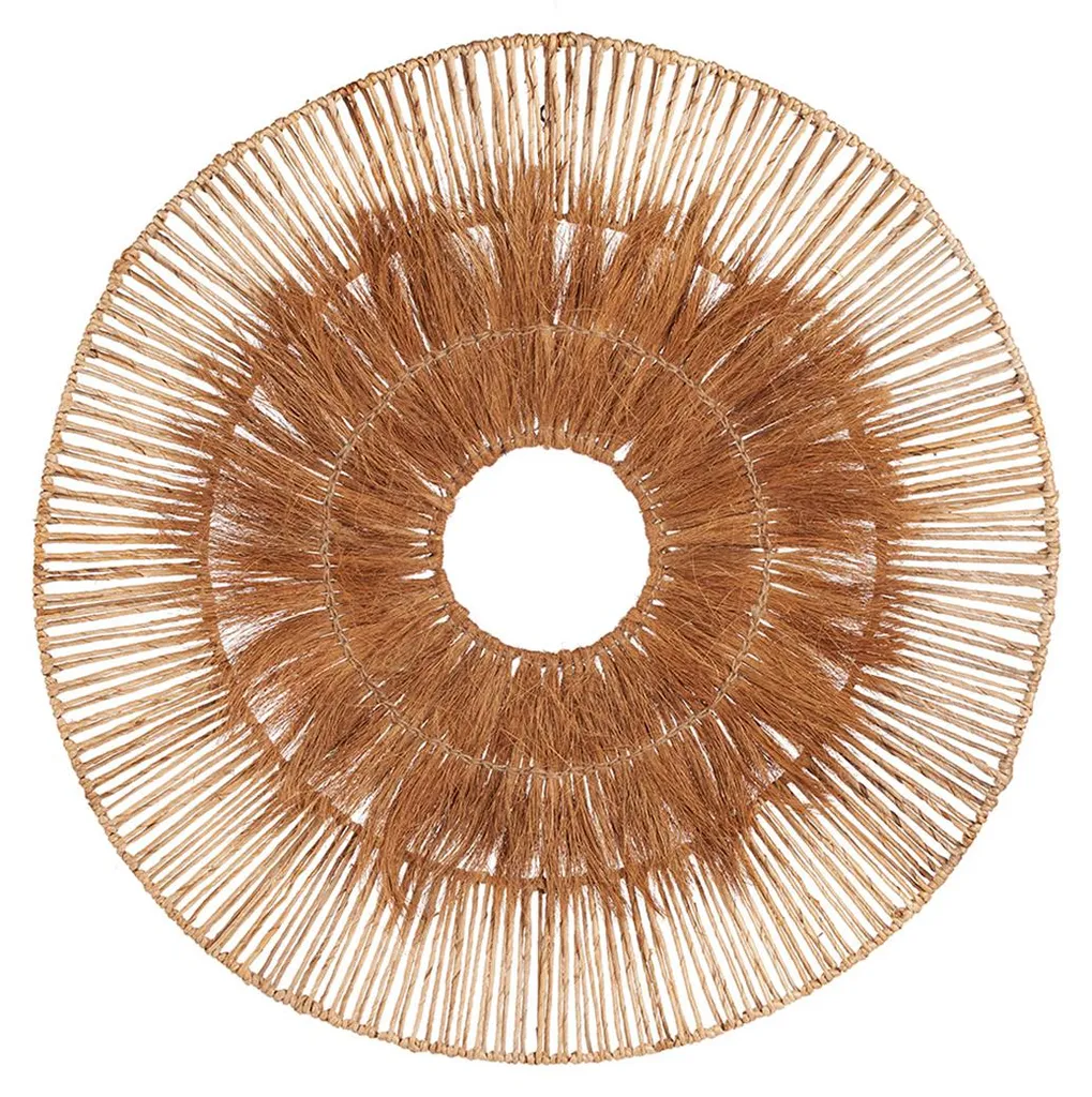 Suspension murale ronde en bananier et coco - Déco bohème 90cm