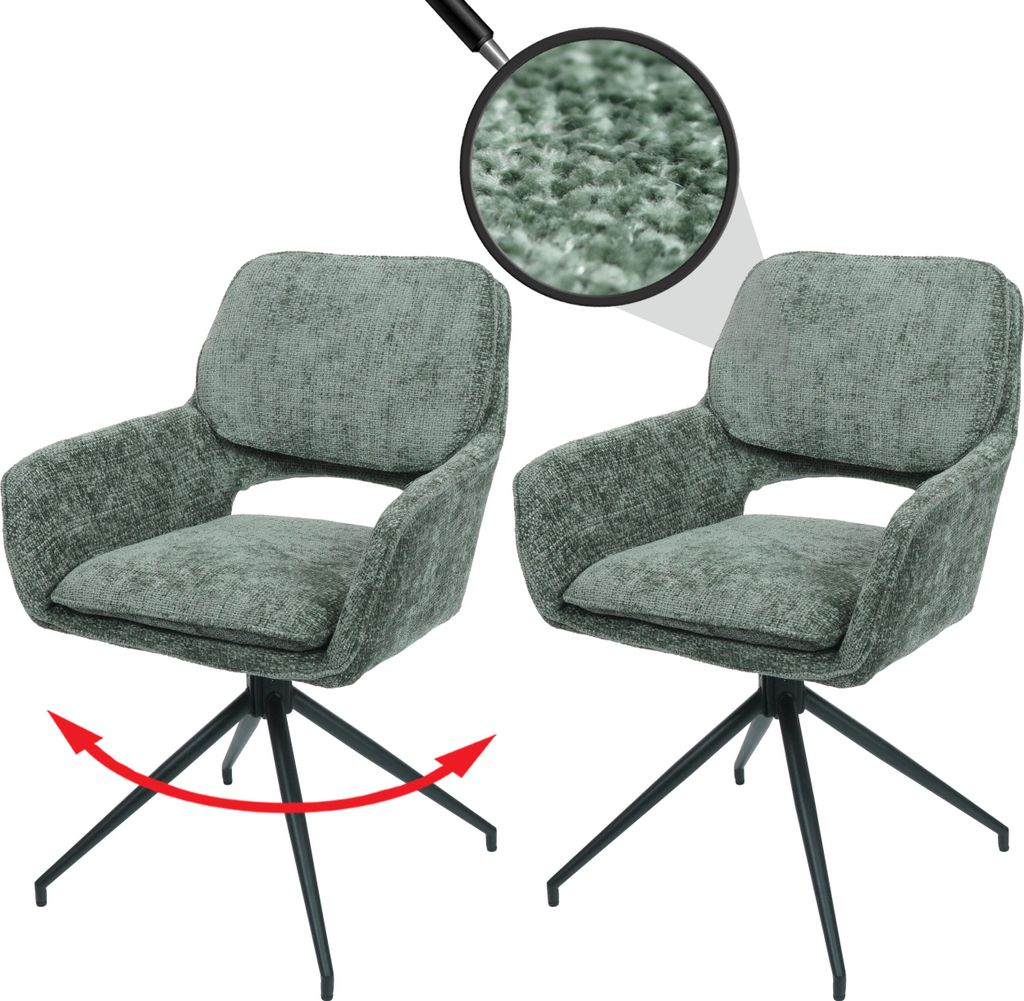 2er-Set Esszimmerstuhl HWC-N74, Küchenstuhl, drehbar Produktbild 