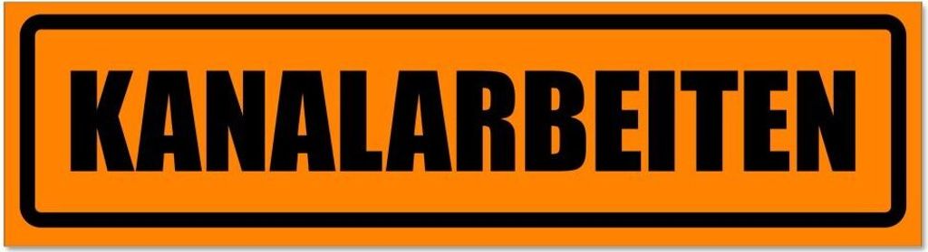 Kiwistar - Autoaufkleber - Orange - Schwarz - 30 x 8 cm - Kanalarbeiten invertiert - Hinweis Aufkleber Sticker für Auto, Kfz, Fahrrad, PKW, LKW