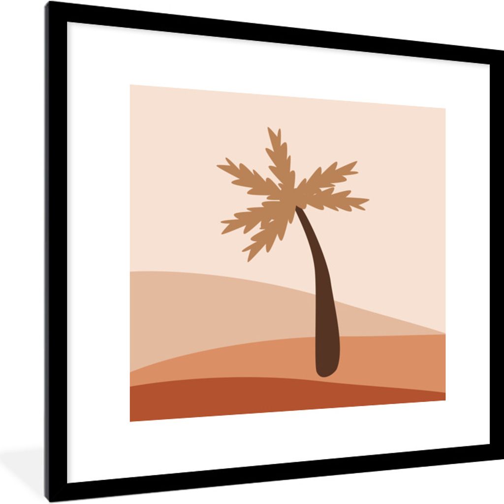 MuchoWow Gerahmtes Poster Sommer - Palme - Abstrakt 40x40 cm - Poster mit Schwarzem Bilderrahmen Wandposter Rahmen Foto Bilder - Poster - Plakat ...