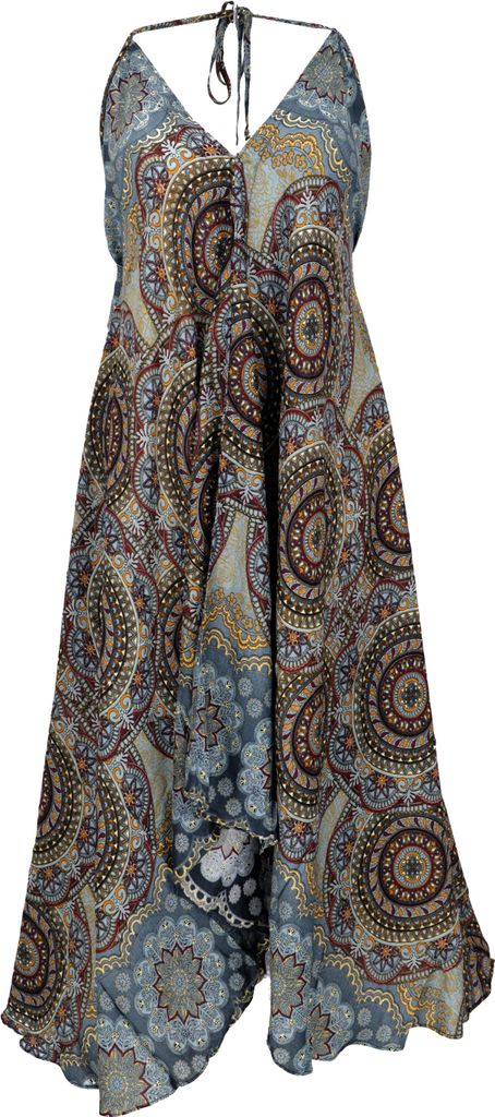 Boho Sommerkleid, Magic Dress, Maxikleid, Neckholder Strandkleid - Blaugrau, Damen, Viskose, Kleider