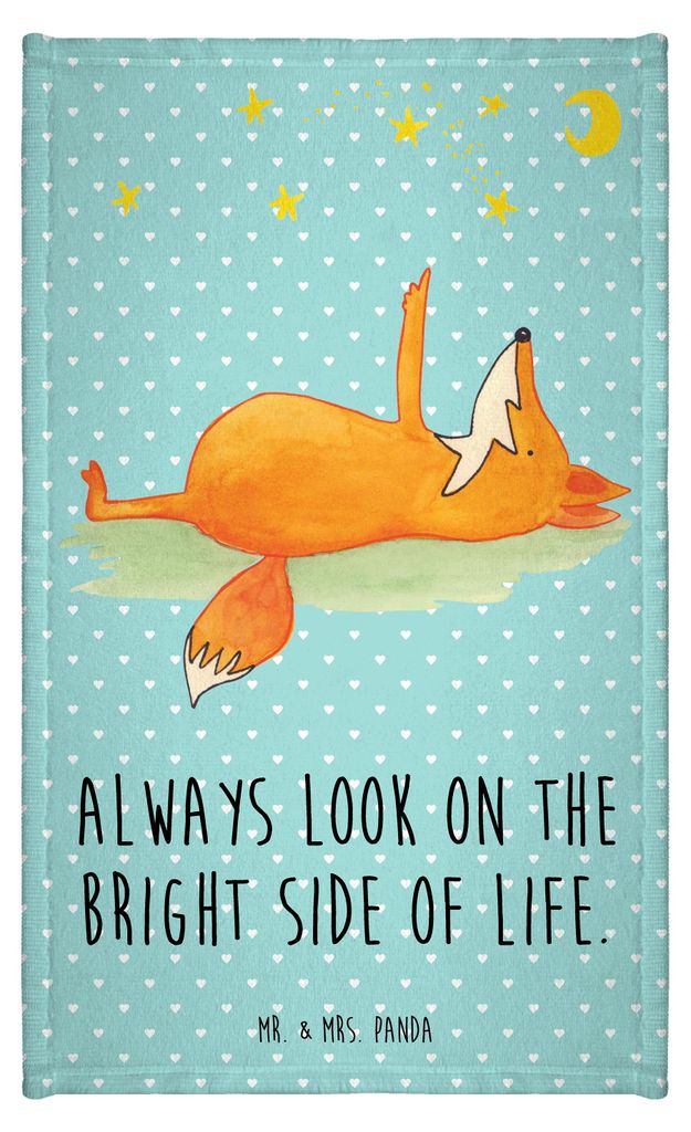 Mr. & Mrs. Panda Handtuch Fuchs Sterne - Türkis Pastell - Geschenk, baumwolle, Romantik, gäste wc, Optimistisch, Frotteetuch, Positiv, Füchse, K...