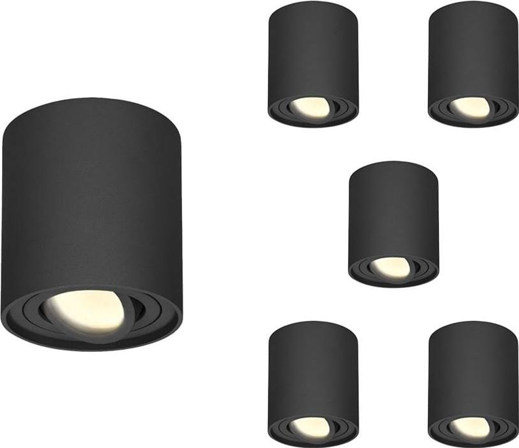hoftronic LED Deckenspot 4W 345lm 2700K Schwarz GU10 Dimmbar Schwenkbar