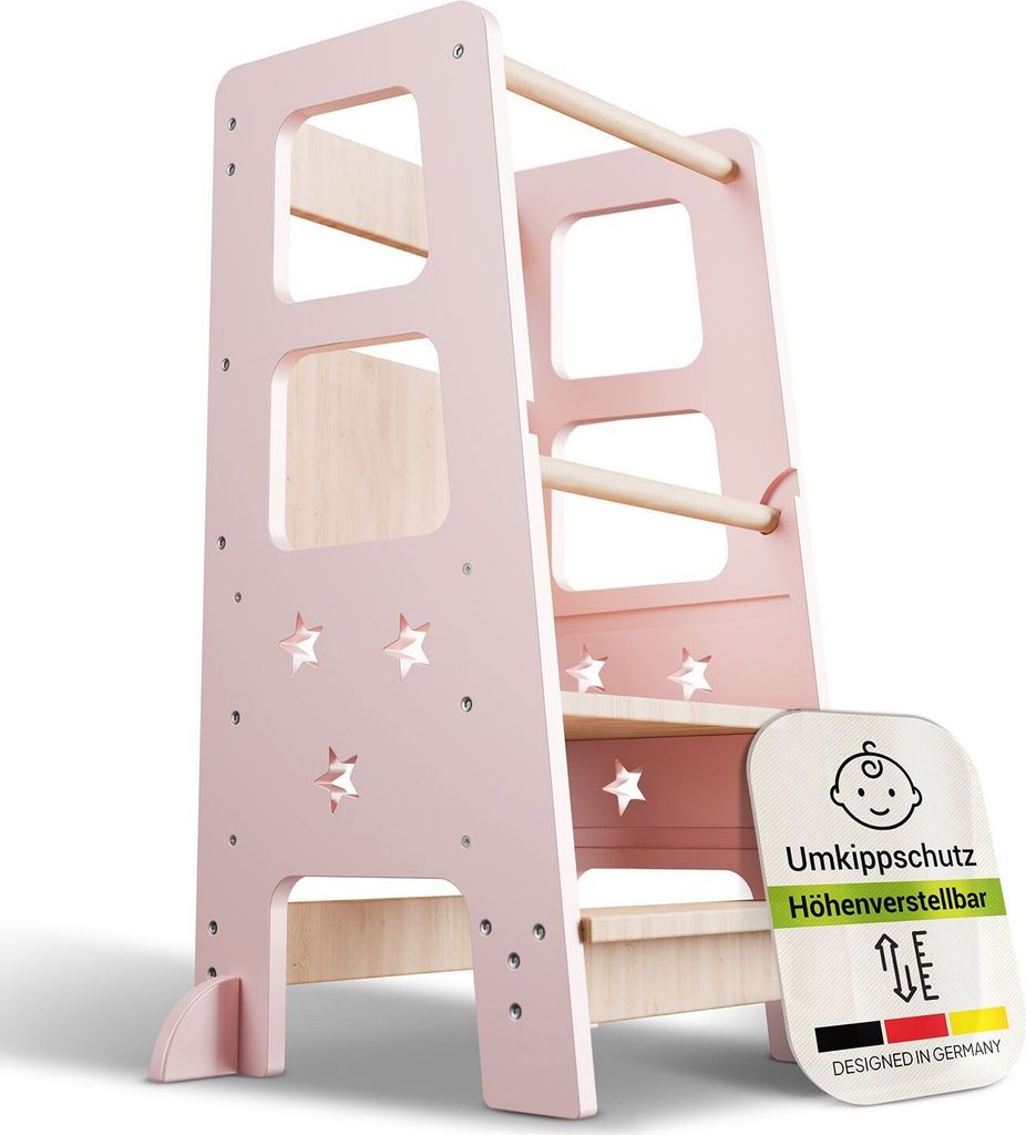 Juskys Lernturm Henny - für Kinder ab 1 Jahr, Stehhilfe - Rosa