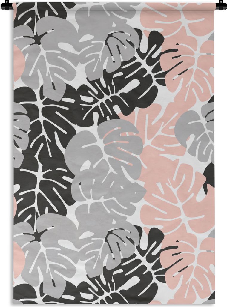 MuchoWow Wandteppich Wandbehang Monstera - Pastell - Blätter 90x135 cm Tapisserie Dekoration Wandtuch - Baumwolle - Wandskulptur