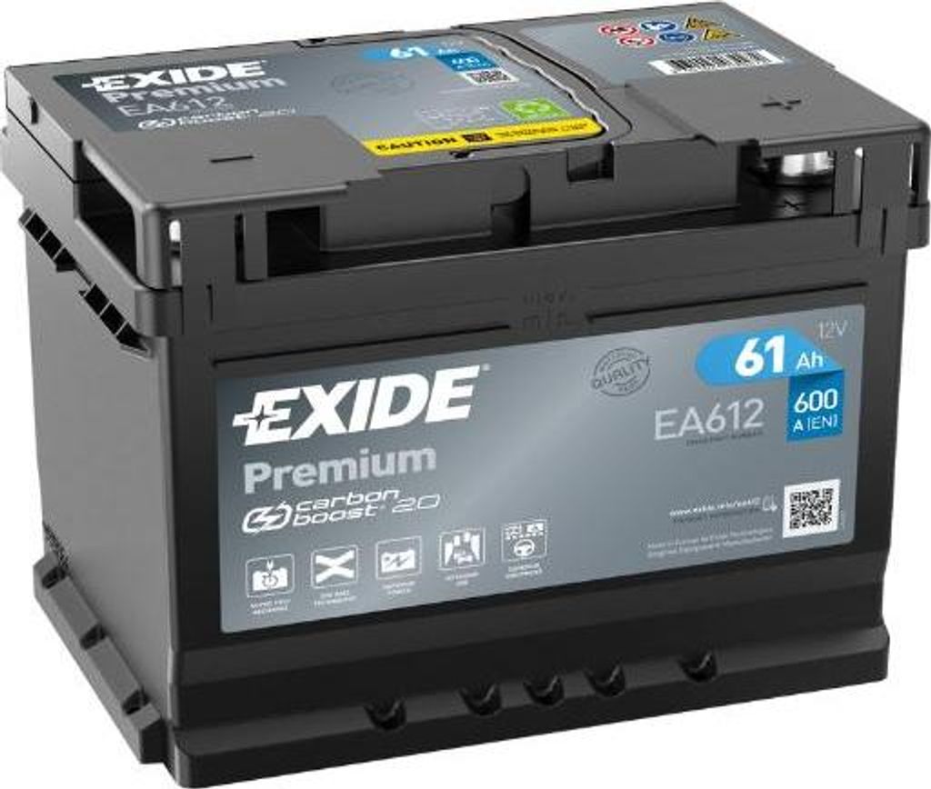 Batterie automobile Exide EA612 Premium Carbon Boost 61 Ah Image du produit 