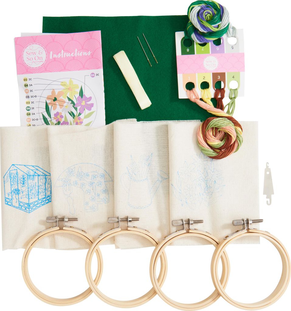 FINDit Stick-Set Sew and So On Embroidery Hoop Decorations Garden