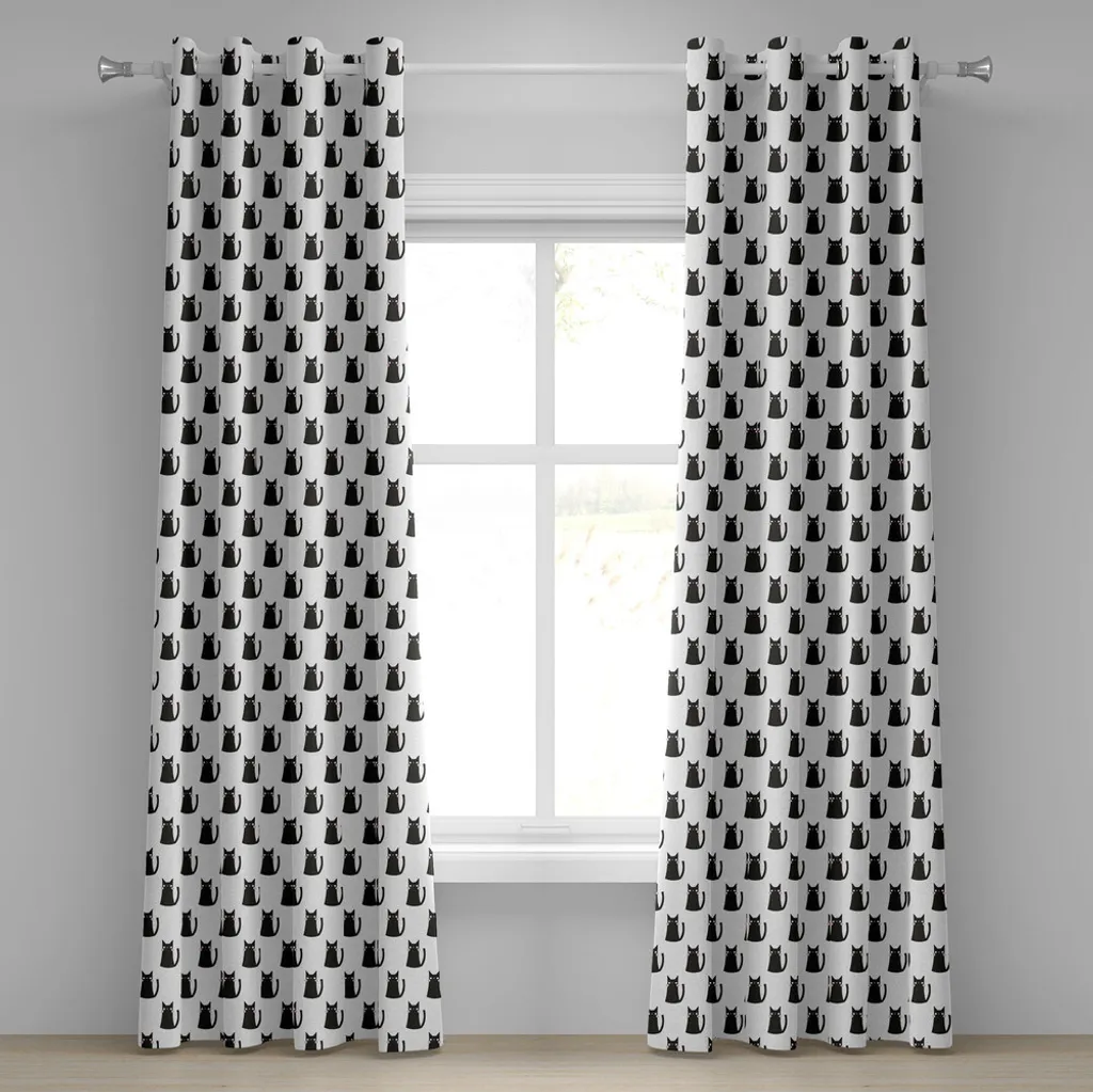 Rideau chat design moderne gris anthracite et rose à œillets 280x245