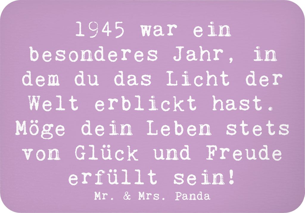 Mr. & Mrs. Panda Magnet Spruch 1945 Geburtstag - Lavendeltraum - Geschenk, Happy Birthday, wandmagnet, Geburtstagsgeschenk, whiteboardmagnet, handg...