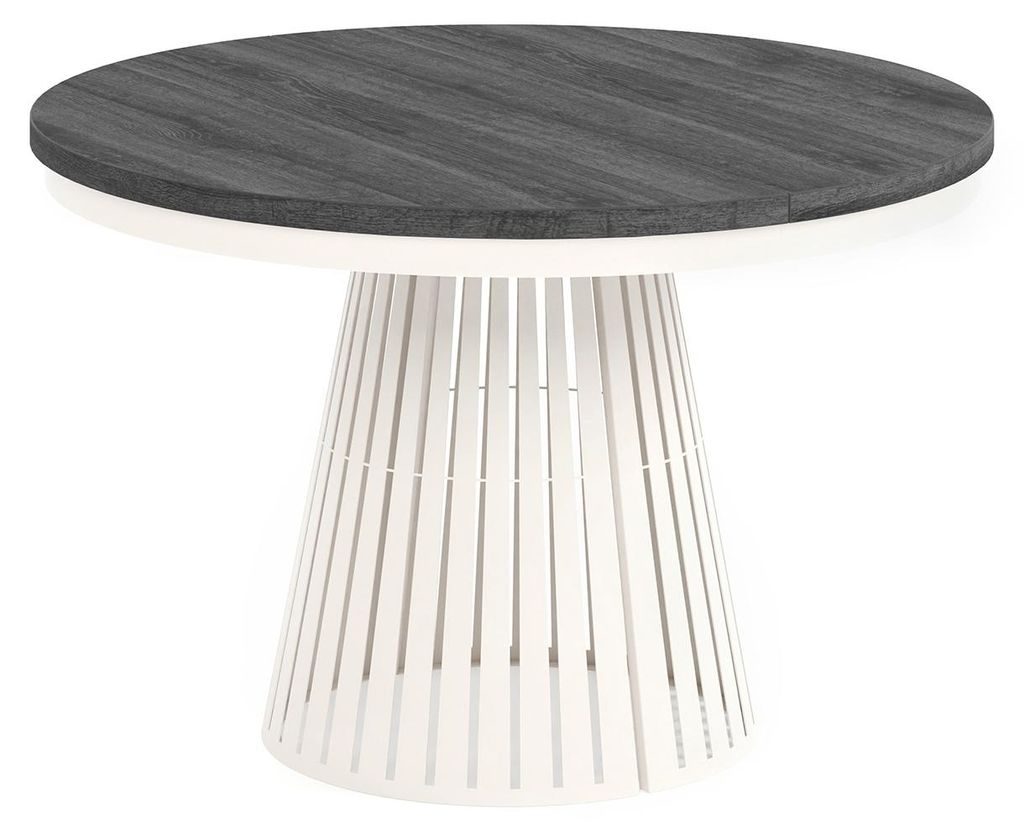 MEBLINI Esstisch Rund Ausziehbar aus Metall - 120-196x76cm - CONEY - Sherman Eiche Anthrazit/Kaschmir - Loft - Esszimmertisch Modern - Küchentisch...