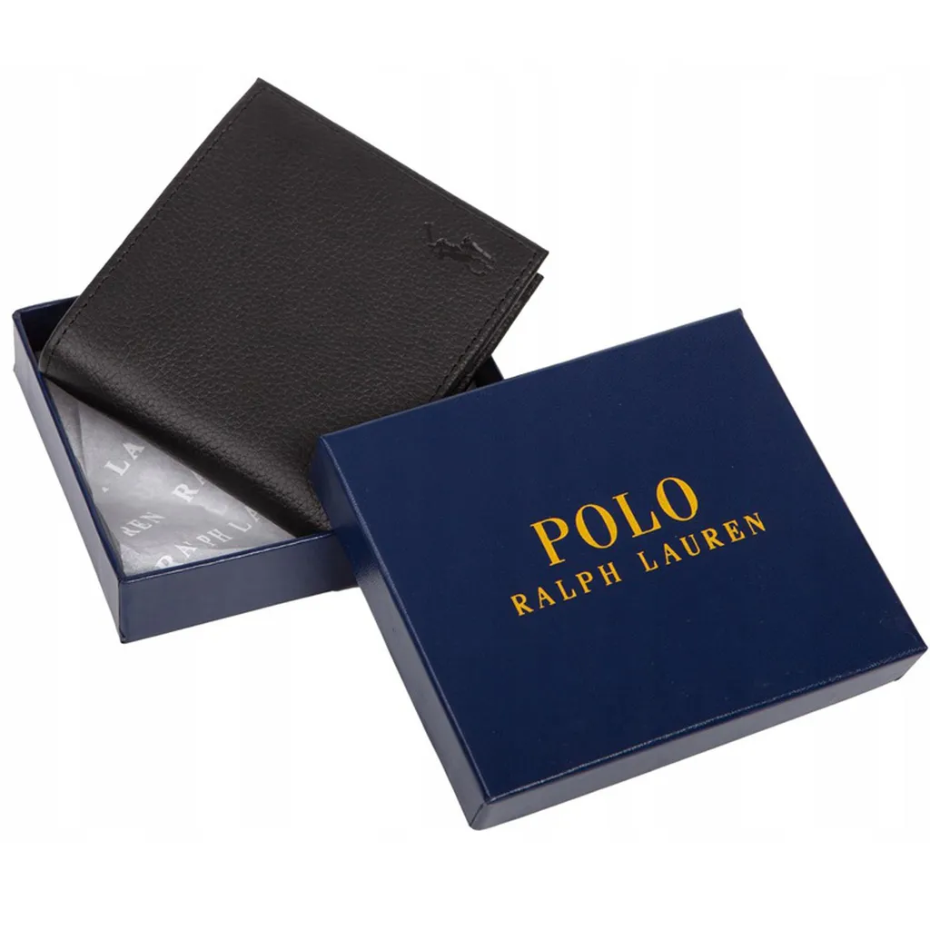 Portefeuille homme en cuir noir Polo Ralph Lauren format bifold chic