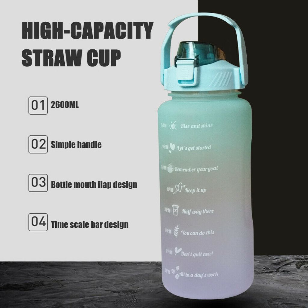 1 Gallone Outdoor Camping Time Marker Sport Wasserflasche für Fitness mit Stroh 