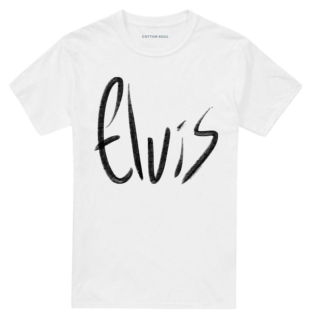 Elvis Presley - "Sketchy Name" T-Shirt für Herren/Damen Uni TV33448 (XXL) (Weiß)