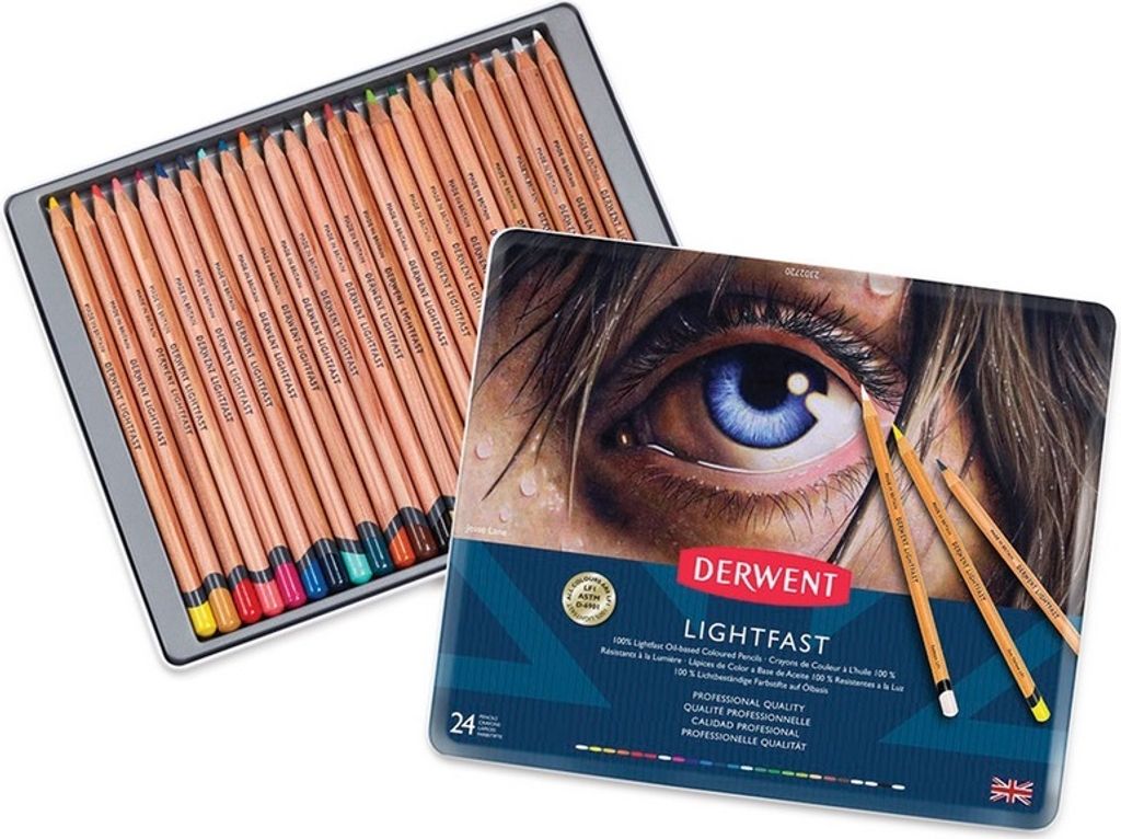 Kredki olejowe DERWENT Lightfast, 24 sztuki w metalowym Zdjęcie produktu 
