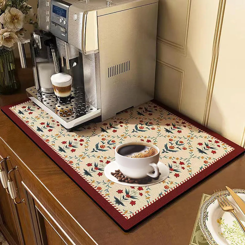 Lot de 2 Tapis pour évier absorbants 40x50 cm, séchage rapide en caoutchouc