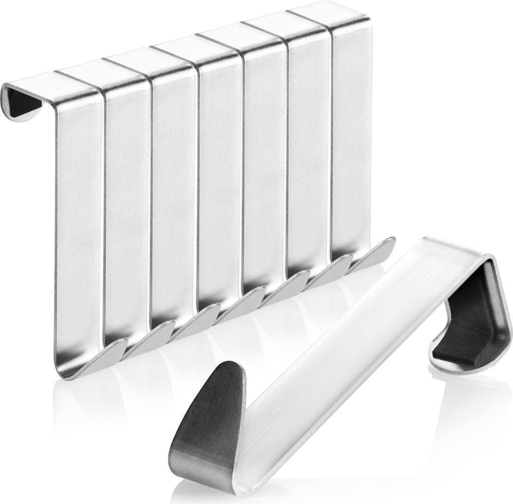 COM-FOUR 8x Türhaken aus Edelstahl - Kleider-Haken für die Türaußenseite - Garderobenhaken für Schranktür und Zimmertür außen - 7,5 cm