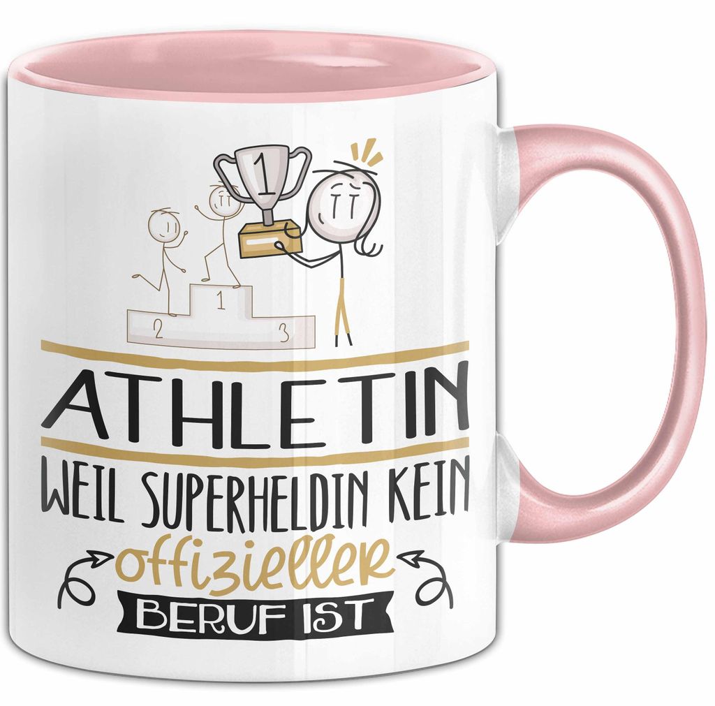 Athletin Geschenk Tasse Lustiger Spruch Athletin Weil Superheldin Kein Offizieller Beruf Ist Geschenkidee (Rosa)