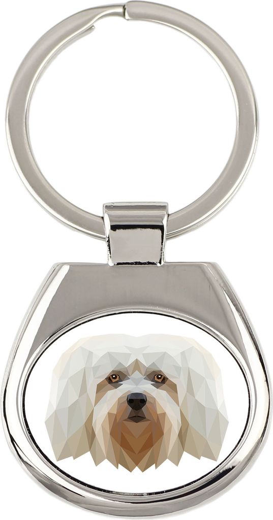 Havaneser, Bichon Havanais, Bichón Habanero - geometrischer Schlüsselanhänger mit Foto und Aufschrift Art-Dog