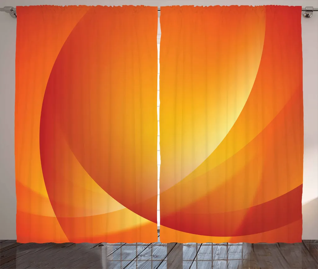 Rideau de Décoration Salon Orange et Jaune pour Grandes Fenêtres 280cm