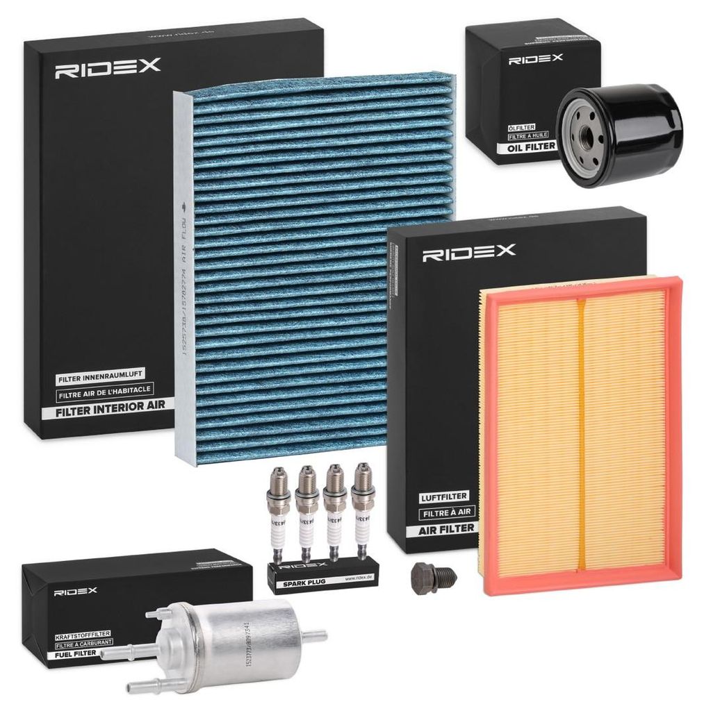 RIDEX Inspektionspaket Filterset für VW POLO (9N) für SKODA Fabia I Combi (6Y5) FABIA (6Y2) FABIA Stufenheck (6Y3) für SEAT Ibiza III Schräghec...