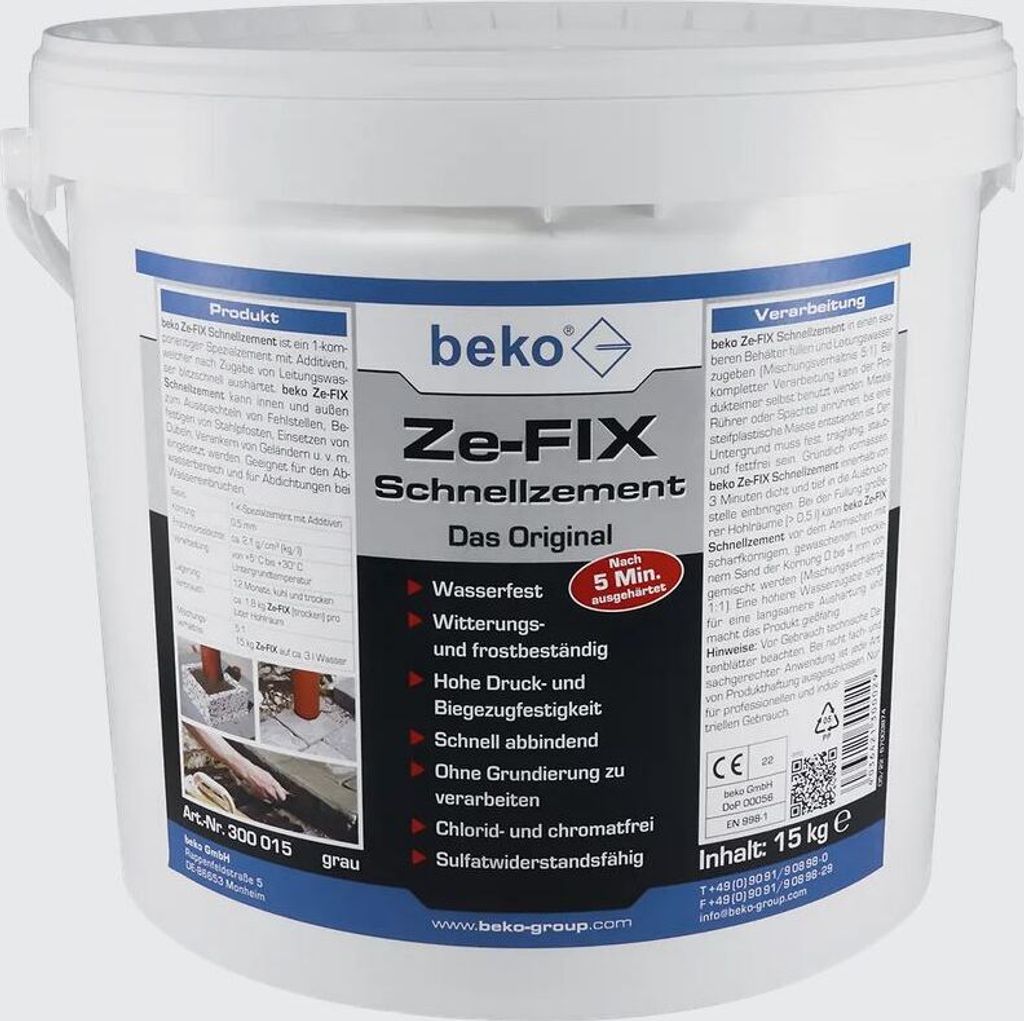 beko Ze-FIX Schnellzement Das Original 15 kg Eimer 300 015 Produktbild 