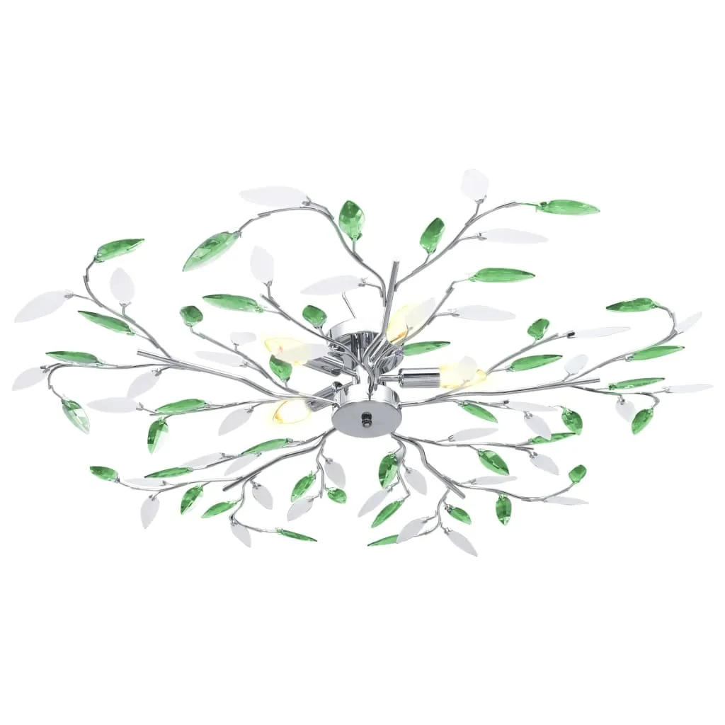 Plafoniera vidaXL Foglie Acrilico Verde 5 Luci - Montaggio Rapido E14