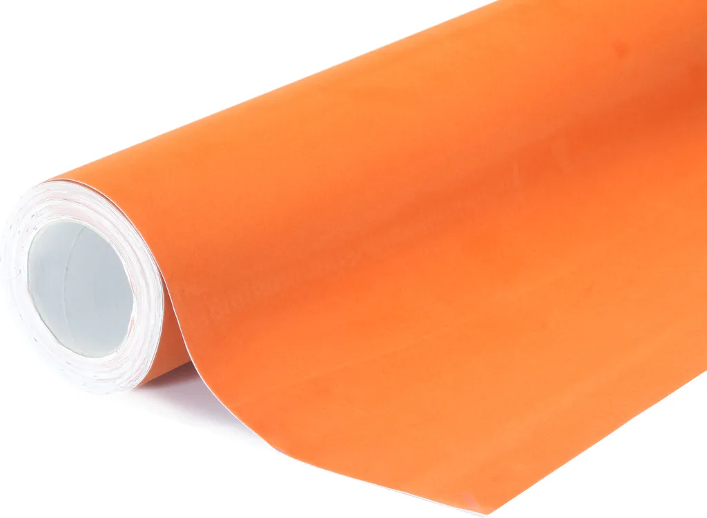 Wrapfolie velours orange 135x700cm avec technologie anti-bulles et pose facile