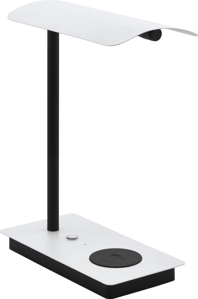 EGLO LED Tischlampe Arenaza, 1 flammige Schreibtischlampe mit Touch, QI Ladestation, dimmbar, Tischleuchte, Bürolampe, Schreibtischleuchte warmweiß