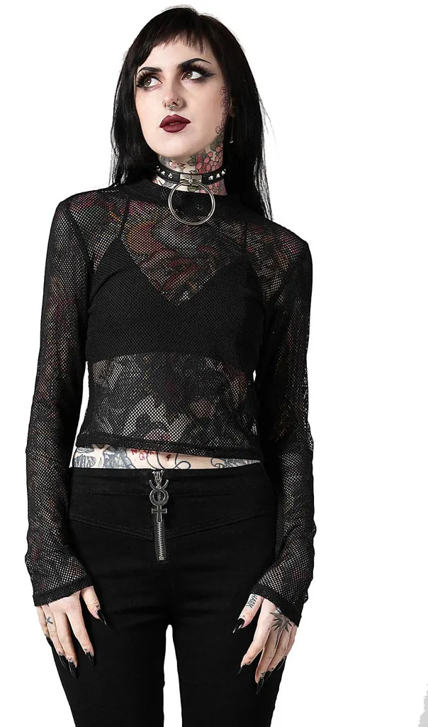 Top maille Killstar L Planetary Party : le haut noir ajouré infroissable