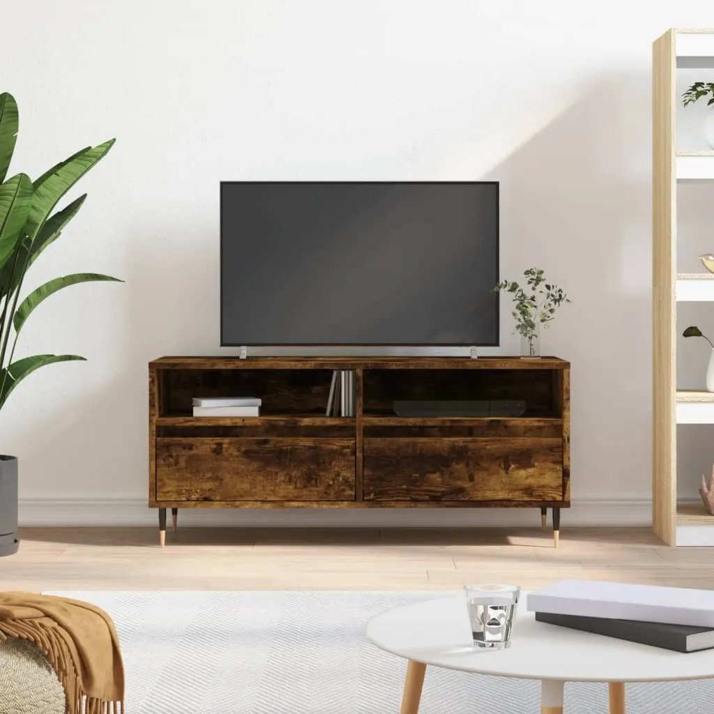 The Living Store Mobile TV in rovere fumé 100x34,5x44,5 cm Materiale in legno