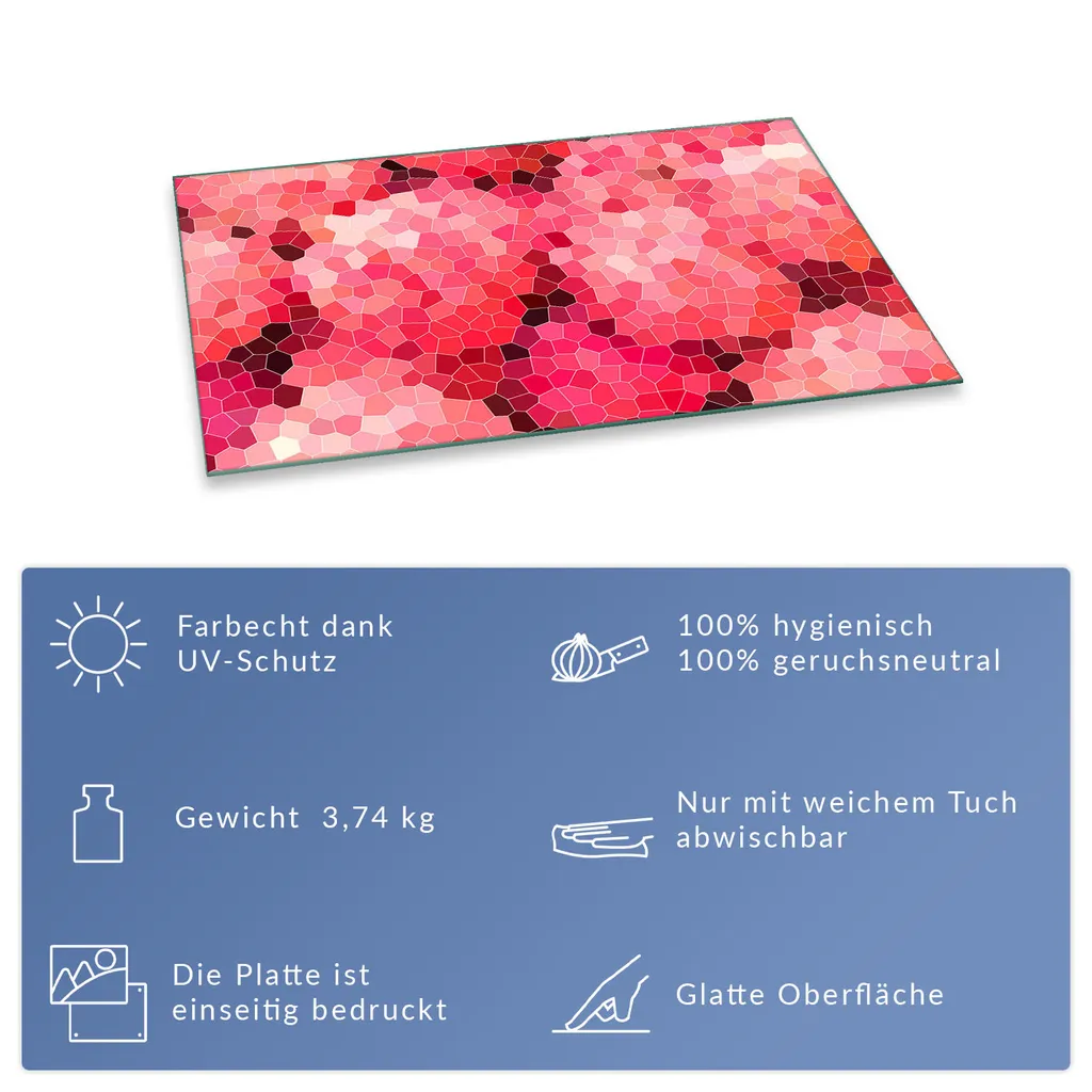 Offerta Copri Piano Cottura Vetro 80x52 Rosa Astratto - Prezzo Speciale - 7
