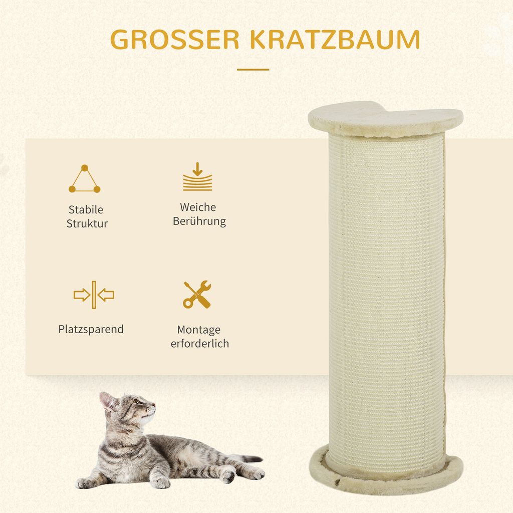 PawHut Kratzbaum, 85 cm, Katzenkratzbaum, Kratzsäule, Produktbild 4