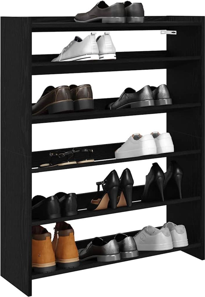 Möbel Schuhregal Schwarz 80x25x100 cm Holzwerkstoff - Schuhständer 859897