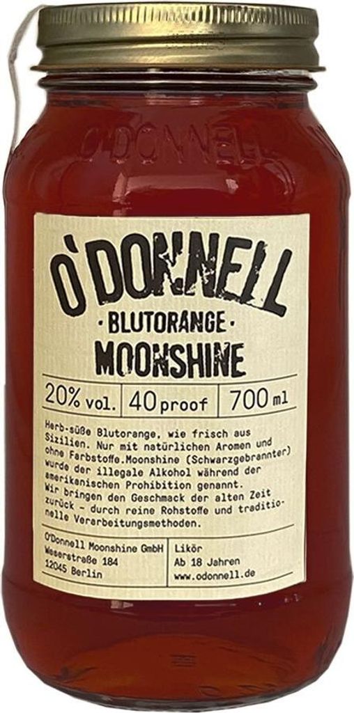O'Donnell Blutorange Moonshine Likör, 20% Vol. 0,7 l Produktbild 